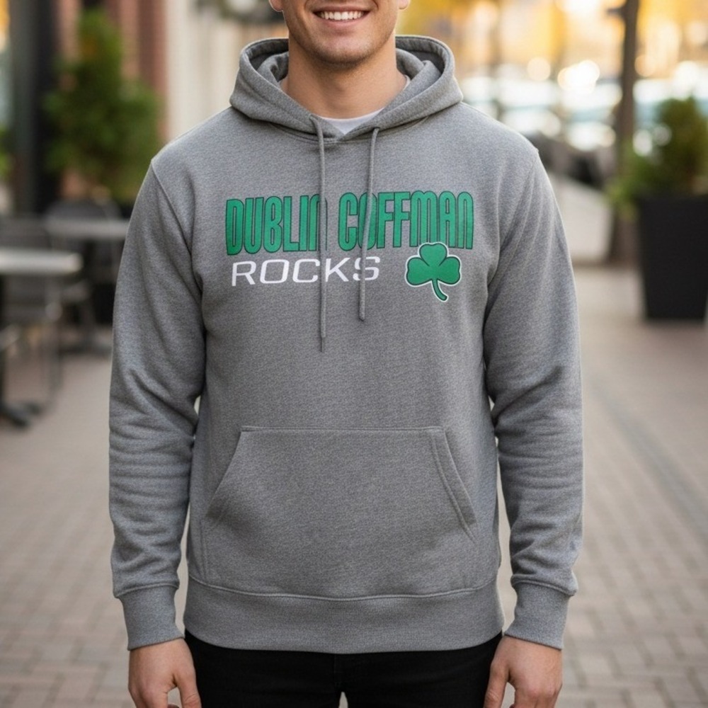 Dublin Coffman Rocks‎ Pel-Athletic Hoodie Sweatshirt Men's Size S Grey Shamrock